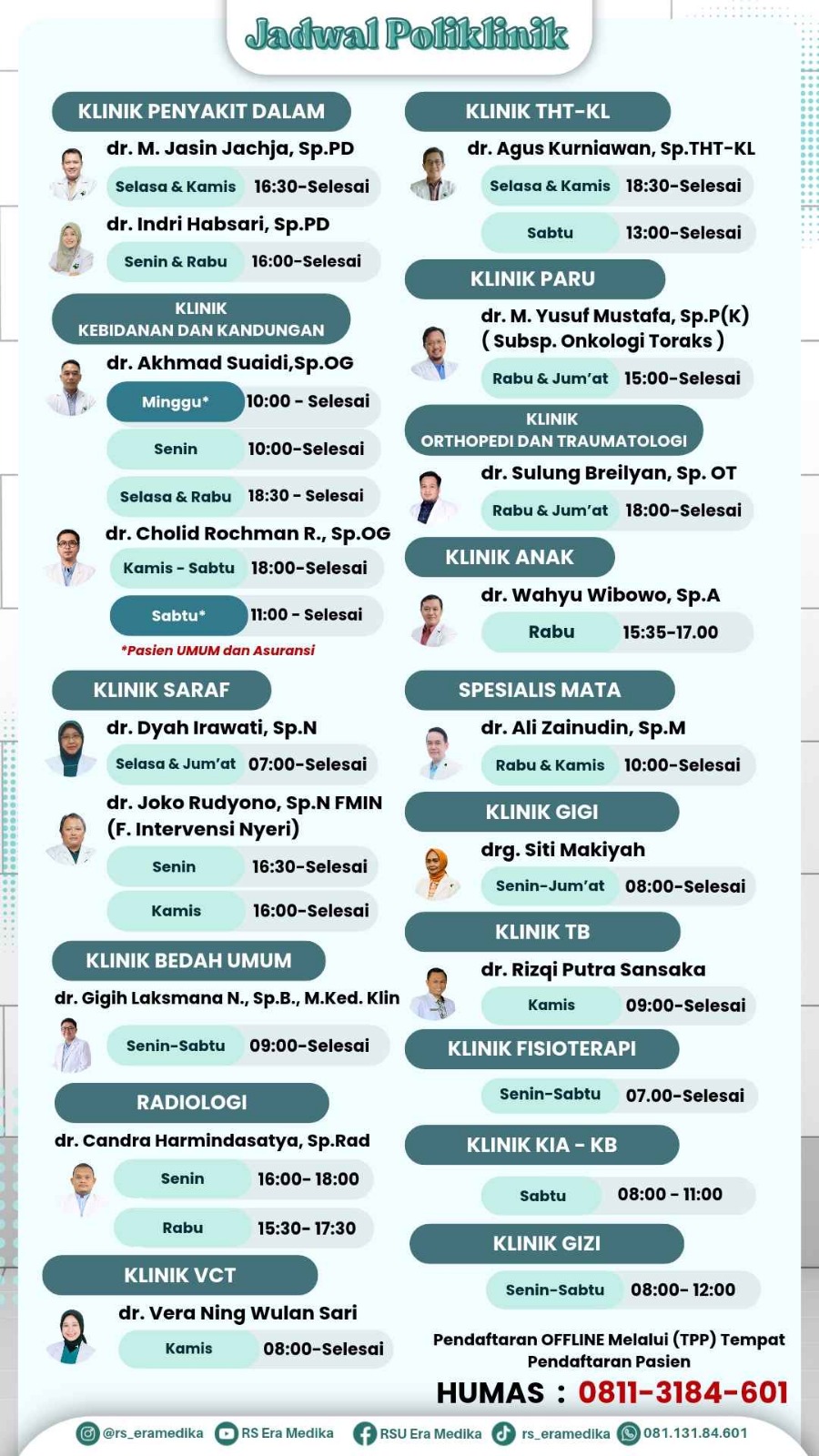 Jadwal Poliklinik RS Era Medika